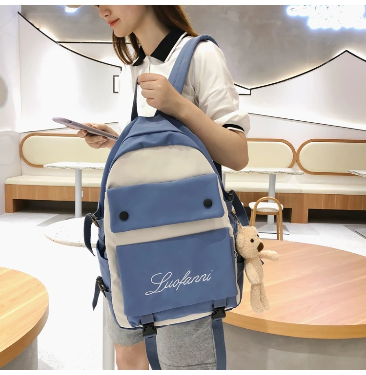 

Fashion School Bag For Teenage Girl Travel Shoulder Bag Rucksack Multi Pocket Large Capacity Nylon Waterproof Shoulder Bags 929