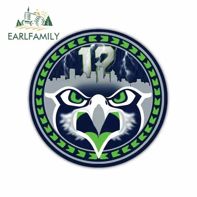 EARLFAMILY 13 см x 12,9 см для Seattle Seahawks Веселая наклейка на авто 3D наклейки прикуса царапин машина, бампер, окно наклейки