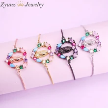 10 шт., 3 вида стилей, золото/серебро/розовое золото/черный Цвет Радуга cz микро проложить девственницы разъем Jesus браслеты, Религиозные ювелирные изделия