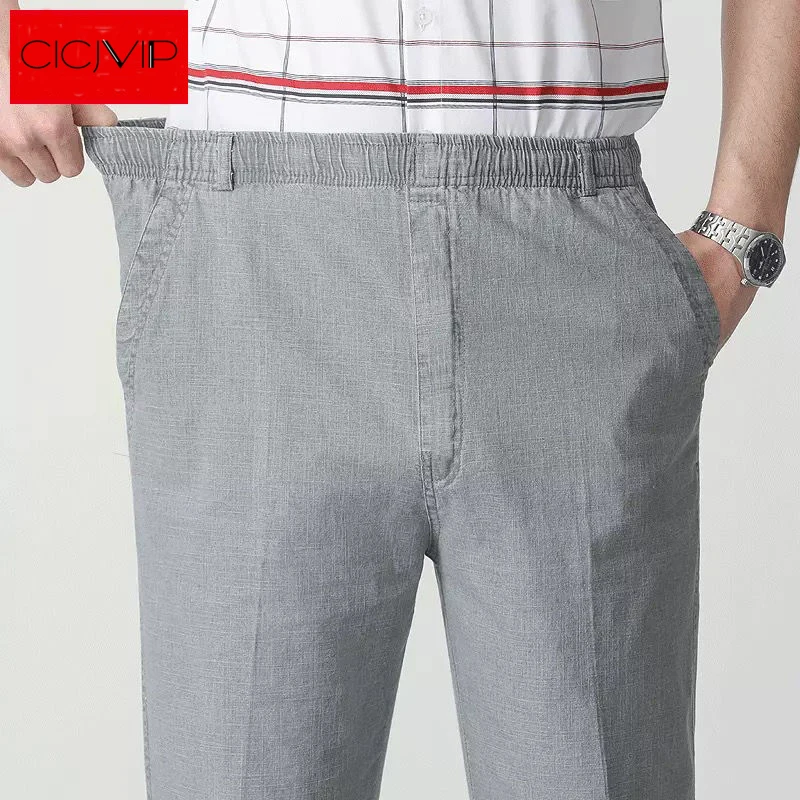 Casual Pants Men Linen Pants Summer Elastic Waist 5XL
