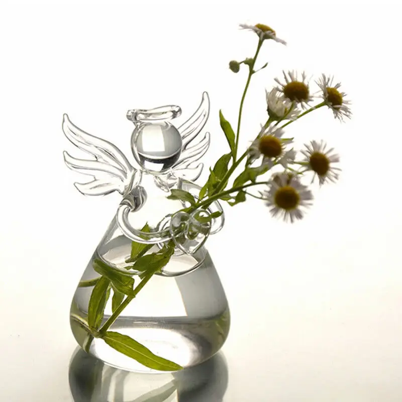 1 шт., прозрачные вазы, новинка, милый стеклянный цветок в форме ангела, ваза для подвешивания растений, домашний офисный, Свадебный декор