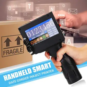 

220V Handheld Touch Screen Label Inkjet QR Printer USB Automatic Coding Machine Production Date English System Smart Encoder