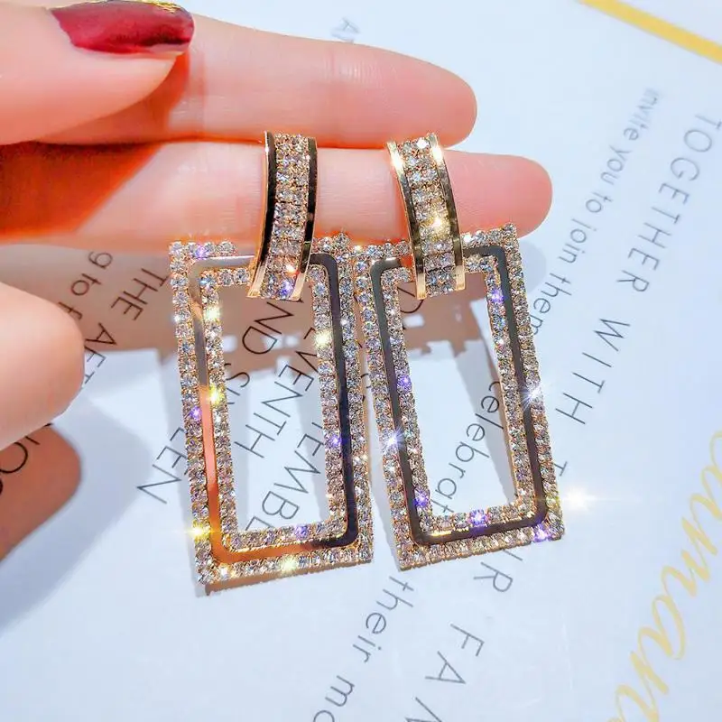 2020Net красные ювелирные изделия геометрические прямоугольные полные серьги