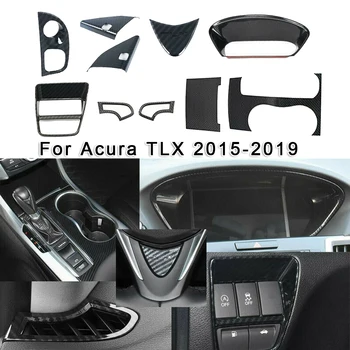 

10pcs/Set Carbon Fiber Style Interior Cover Trim ABS Carbon Fiber Black Decoration Sticker For Acura TLX 2015-19 Left Driving