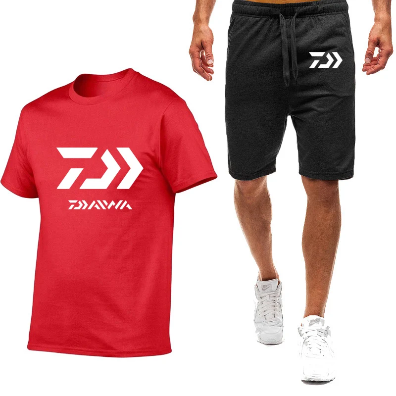 mens sweatsuits sets Daiwa Fishing 2021 Men’s New Summer Hot Sale Fashionable Printing Sportswears Sets Shorts Sleeve Breathable T-Shirt  Casualwear mens matching sets Men's Sets