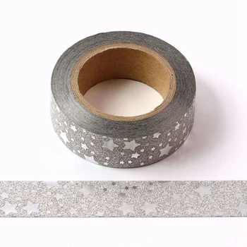 

10pcs/Lot Decorative Silver Star Glitter Tapes DIY Planner Scrapbooking Stickers Adhesive Masking Washi Tape Kawaii Papeleria