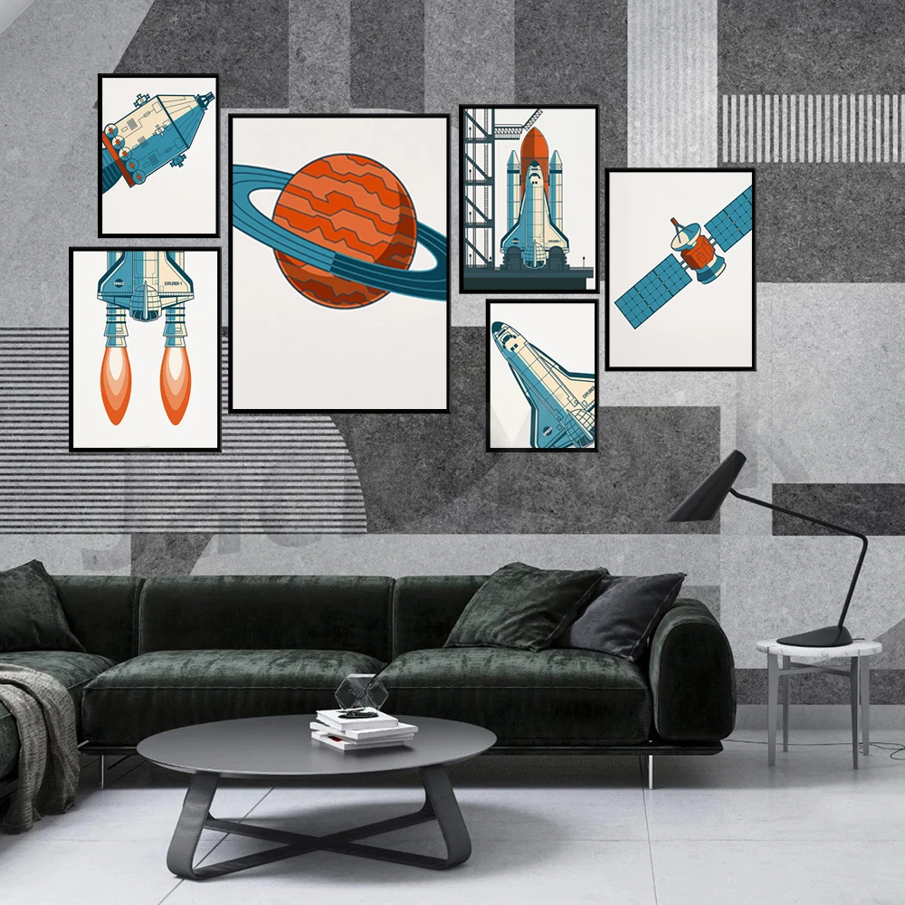 Retro Space Gallery Wall - Classroom Decor, High School Middle School, Science, Classroom Decor, Astronomia, Pianeti, Astronave