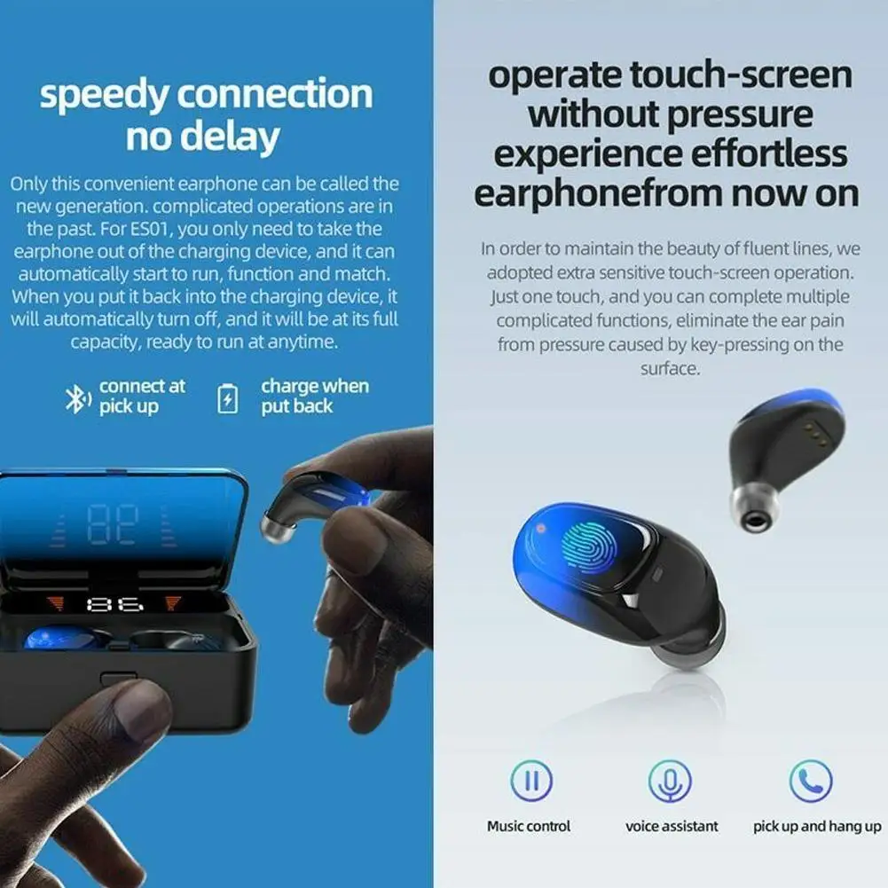 Jacom ES01 TWS Bluetooth наушники V5.0 беспроводные наушники 9D стерео Спорт водонепроницаемый гарнитура handsfree Светодиодный дисплей питания