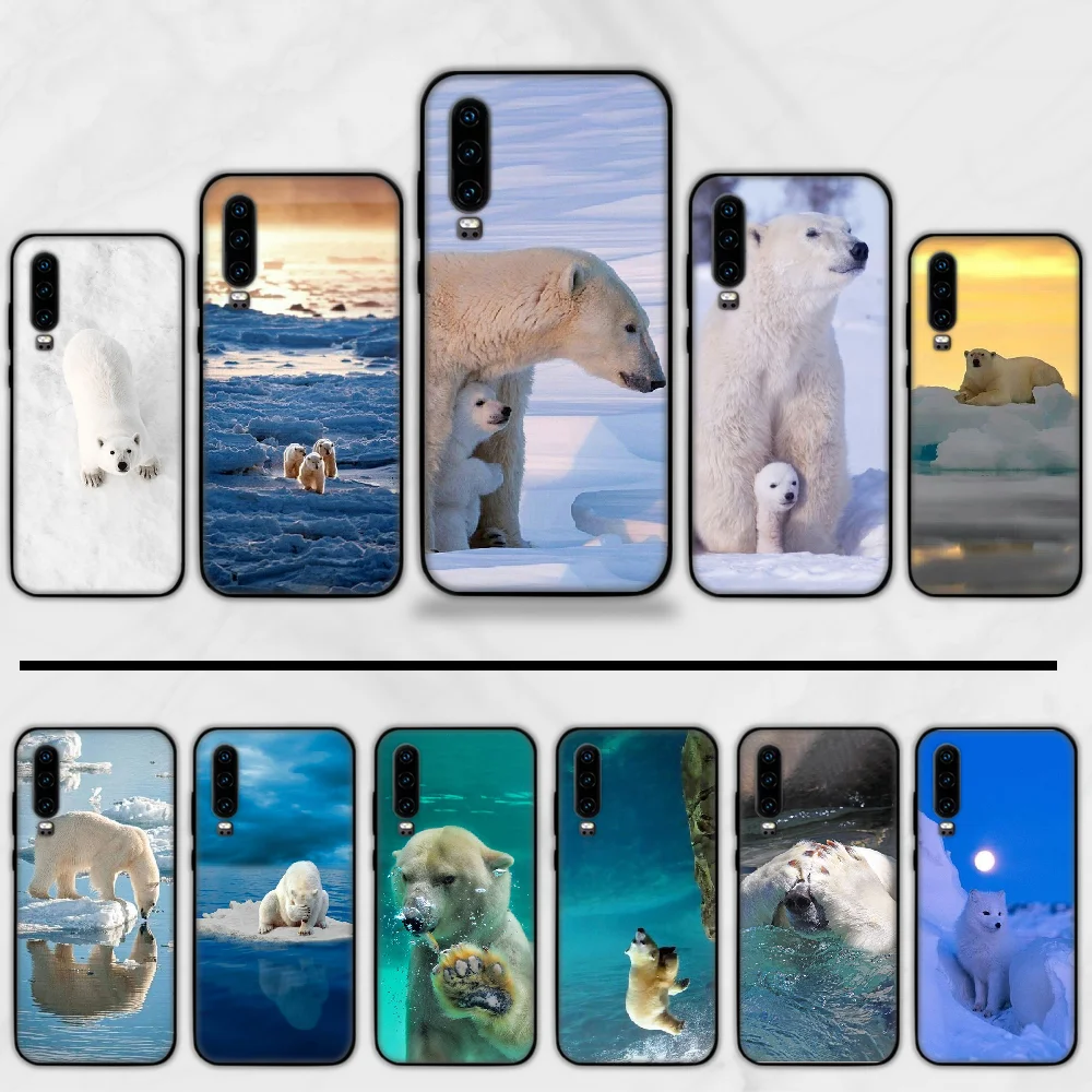 Мягкий резиновый чехол для телефона Polar bear Christmas Lovely Animal Huawei P9 P10 P20 P30 Lite 2016 2017 2019 plus