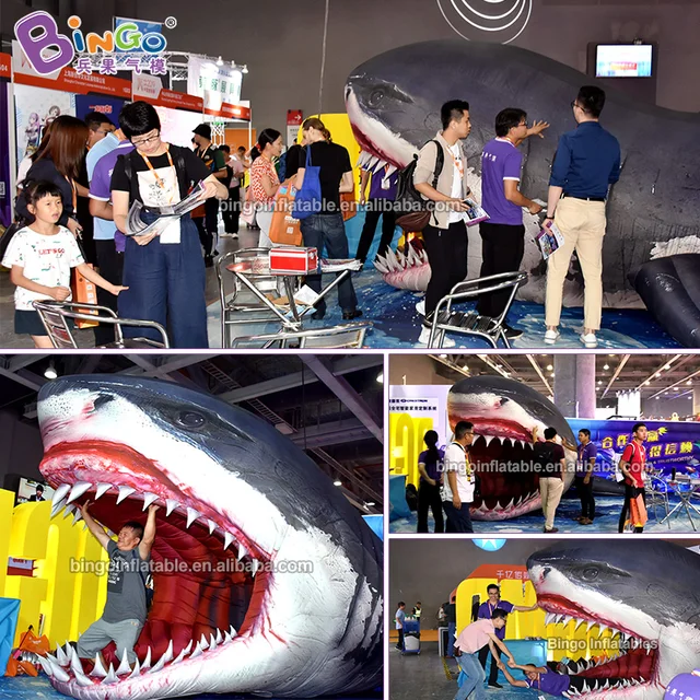 Bingo Customized Inflatable Shark Mouth Amusement Giant Inflatable Shark Tunnel for Advertising Decoration 3