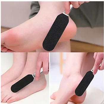 

Hot Double Side Pedicure Foot File With 10 Pcs Sandpaper Stainless Steel Callus Dead Skin Remover Feet Care Tools CNT 66