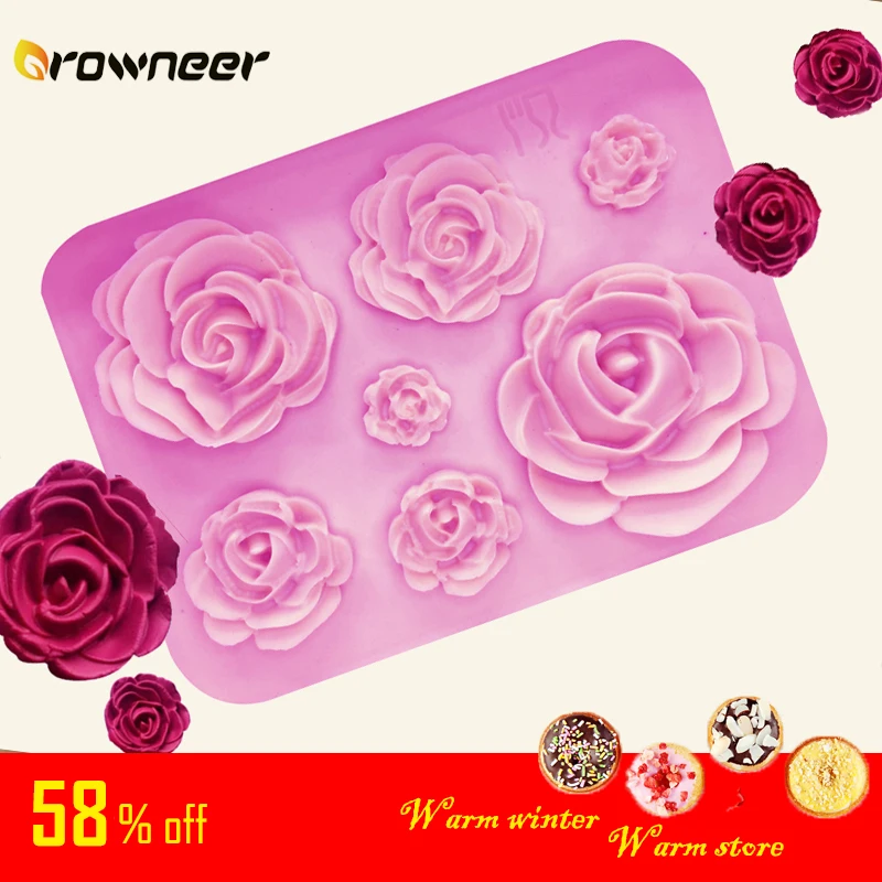 Rose Mold DIY Flower Baking Silicone Cake Decorating Tool Pastry Fondant Sugarcraft Mould Chocolate Biscuits Cookies Kitchen afbeelding