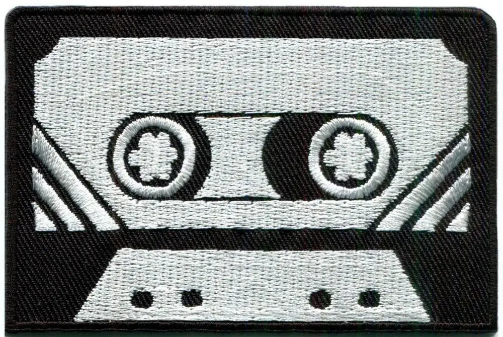 

Hot! Cassette tape retro seventies music embroidered applique iron on patch (≈ 7.5 * 5.2 cm)