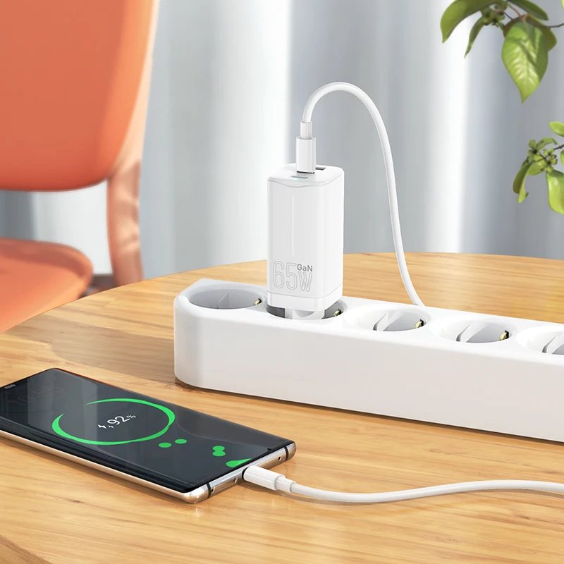 Hoco 65W GaN PD3.0 USB-C Quick Charger For iPhone 12 TypeC QC PD Dual USB Phone Charger Adapter For Xiaomi Macbook Laptop Tablet