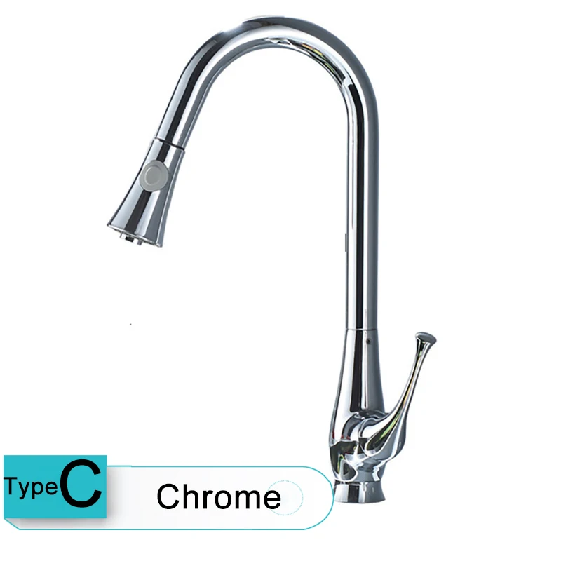 Chrome C Матовый никель выдвижной кухонный кран на бортике 360 Поворотный кухонный смеситель краны горячей и холодной воды струи распылитель сопла - Цвет: Chrome C