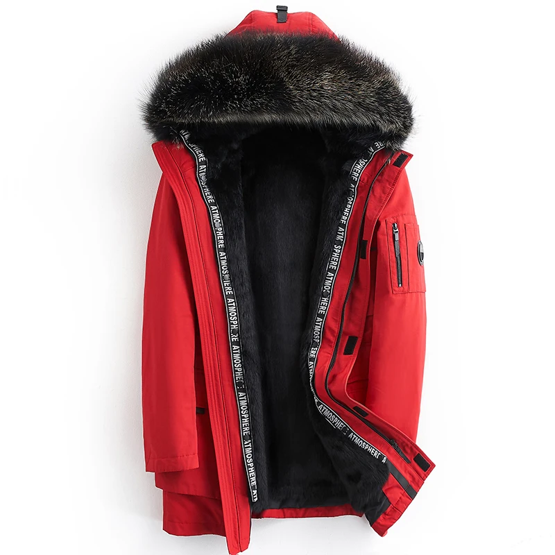 

Parka Men Real Mink Fur Liner Coat Winter Jacket Men Raccoon Fur Collar Long Coats Parkas Parka Homme ML-7193 MY1246