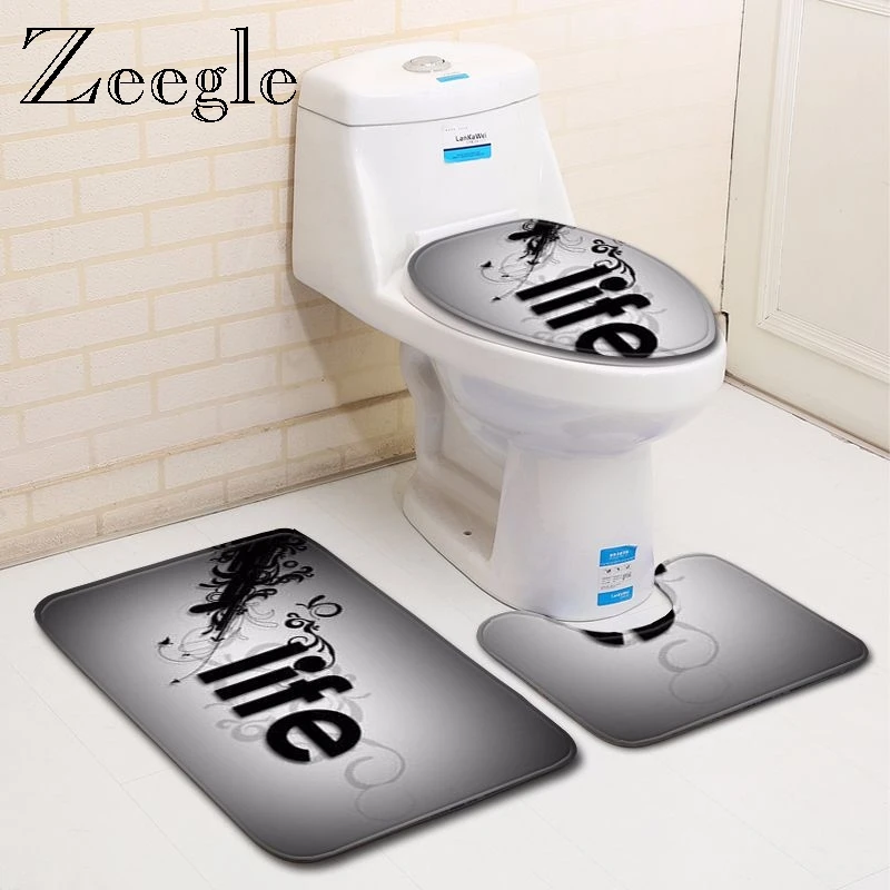 Zeegle 3 шт набор ковриков для ванной комнаты, Впитывающий Коврик для ванной комнаты, коврик для туалетной ноги, коврик для пола, подставки, коврики для туалета, чехол для сиденья
