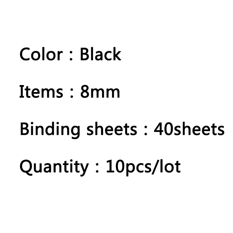 10PCS 21 Hole Binding Ring 6-12mm Loose-leaf Spiral Coil Scrapbook Album Binding Aprons PVC Binder Rings Notebook Office Supply - Цвет: Black-8mm