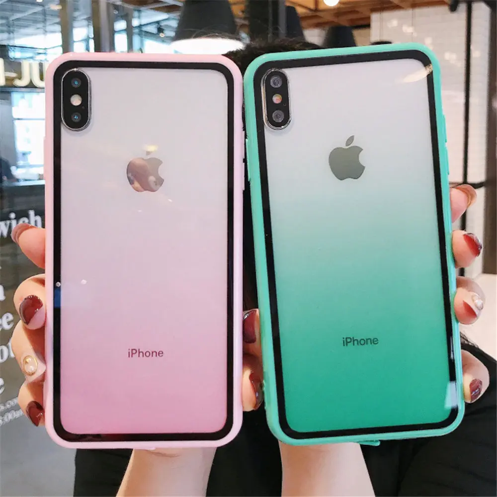 Lovebay Радужный градиентный чехол для iPhone X XS XR XS Max 7 8 6 6s Plus акриловый прозрачный защитный жесткий чехол