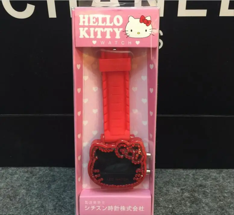 Hello kitty часы Led с бриллиантами и девушки красивые модные блокбастер часы Прямая с фабрики