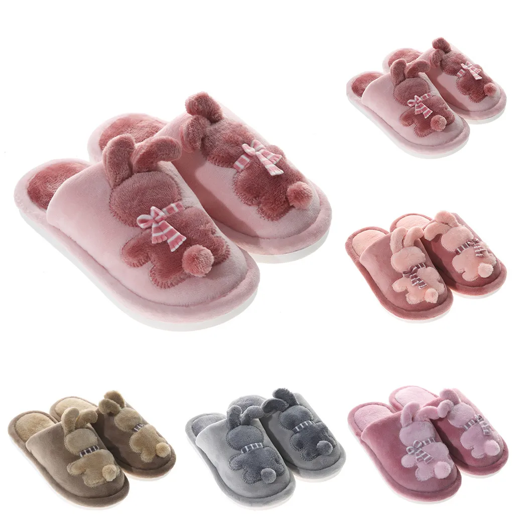 JAYCOSIN New Children Winter Slippers Cartoon Rabbit Solid Warm Non-slip Shoes Kid Floor Home Shoes baby Indoor Bedroom Slippers