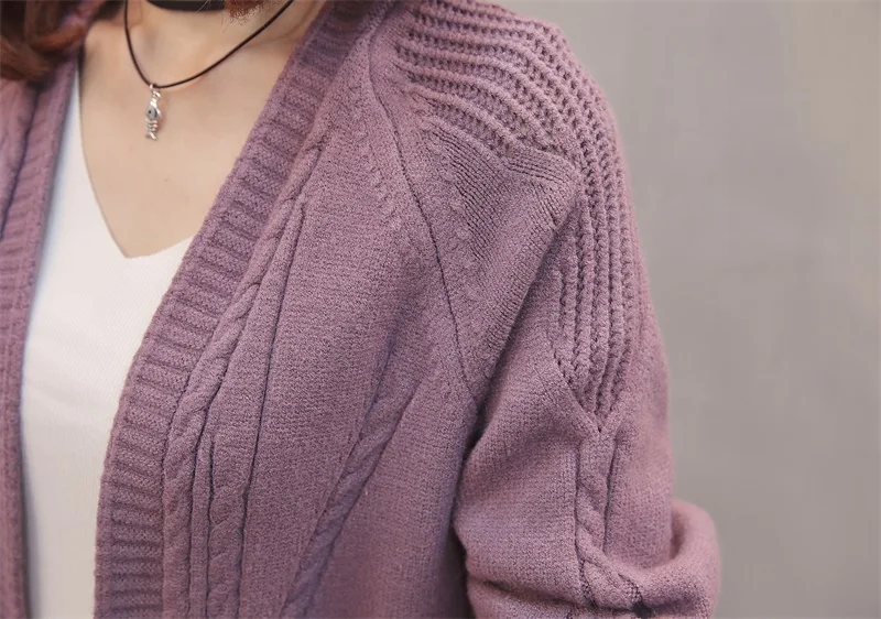 UHYTGF свитер женский вязаный кардиган осенний свитер женский модный ажурный элегантный женский свитер пальто плюс размер 358