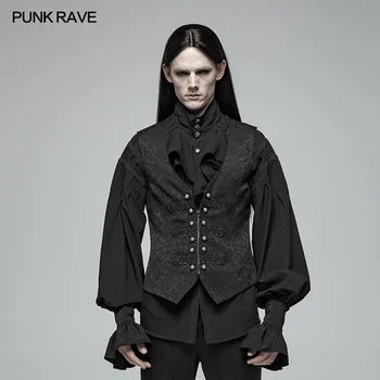 

PUNK RAVE Men Gorgeous Gothic Retro Waistcoat Fashion Steampunk Metal Buckle Palace Vest Victorian Men's Jacquard Vest Waistcoat