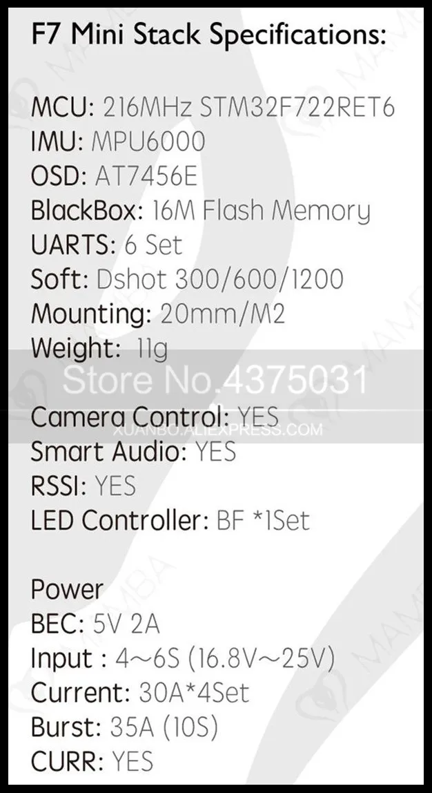 K./- Diatone MAMBA F722 MINI MAMBA F722+ 30A mini input3-6s/выход 30A* 4/dshot1200