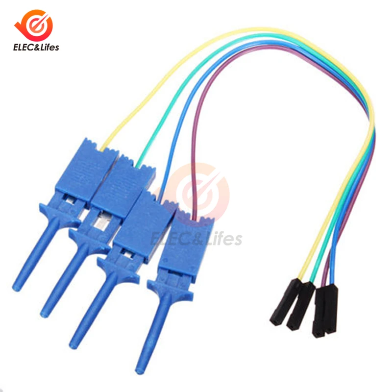 

4Pcs/lot Blue Test Hooks Clips for Logic Analyzers Logic Test Clip Cable Gripper Probe Test Clamp Kit