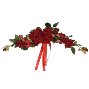 

Artificial Rose Flower Wreath Wall Mounted Hanging Baskets Door L Flower for Home Wedding Wedding Car Decor 65cm