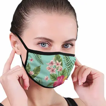 

Hawaiian Tropical Leaves Flowers print Black edge dust mask, suitable for outdoor sports activities, washable and reusable