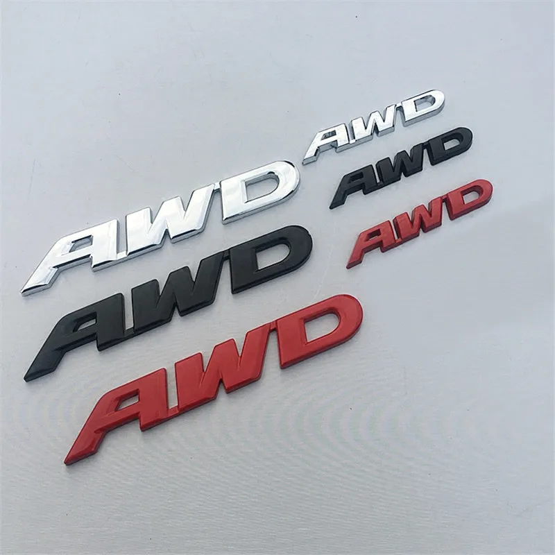 Хромированная эмблема AWD автомобильная металлическая наклейка с 4 колесами для