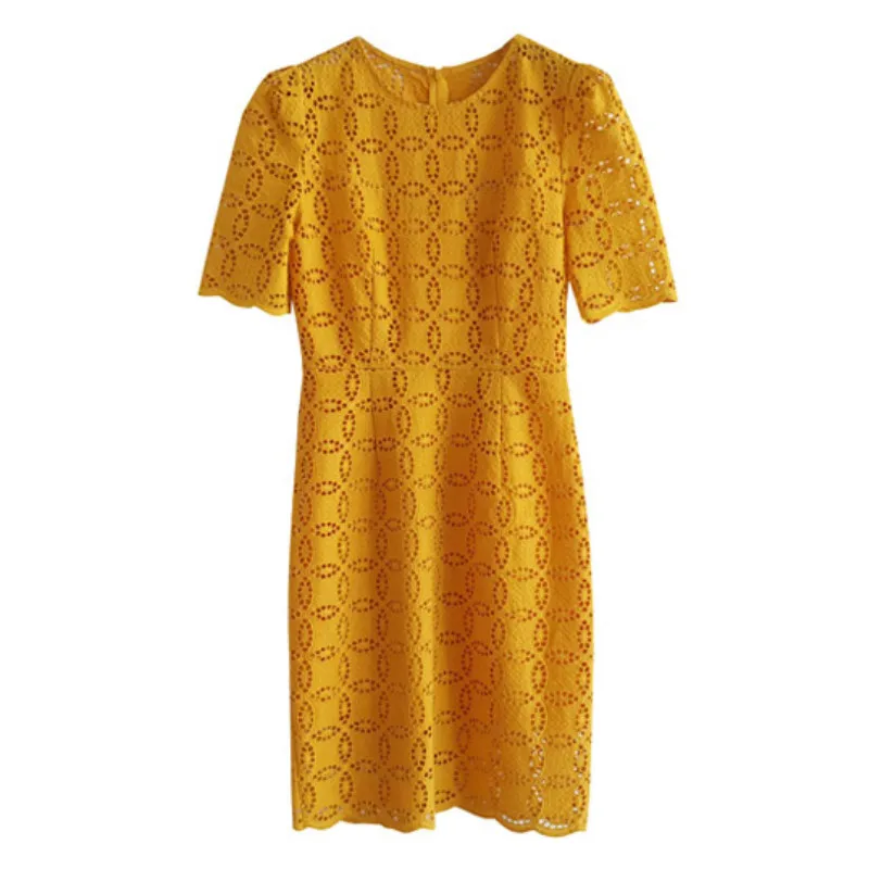 Autumn Half Sleeve Solid Hollow Out Sexy Vestidos Women Midi Pencil Party Dress