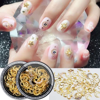 

Moon Star Shape Nail Metal Rivets Multiform Nail Alloy Decorations 3D DIY Nail Art Tools Decorations Manicure -