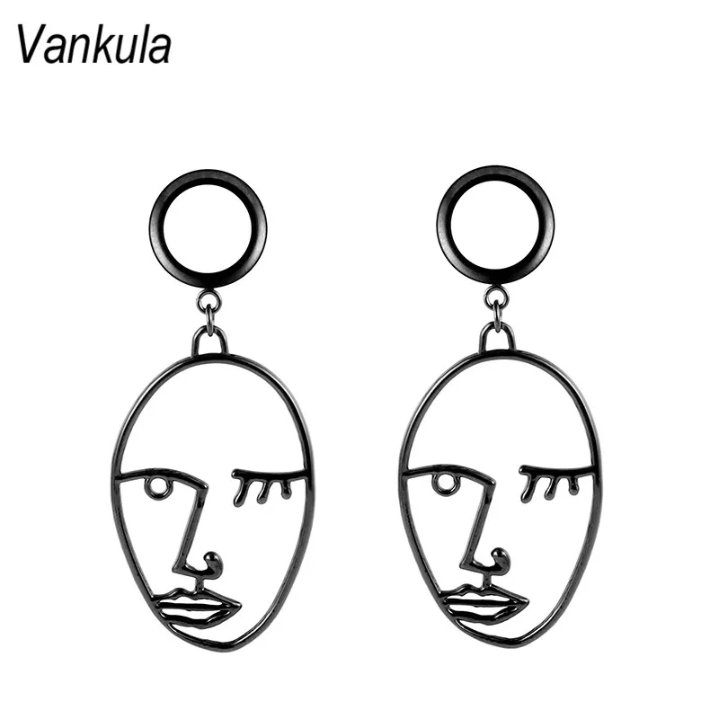 black1 Ювелирные изделия Vankula для пирсинга и пирсинга в виде уха, пробки, туннели из нержавеющей стали, висячие серьги для лица, модные ювелирные изделия для подарка - Окраска металла: black1