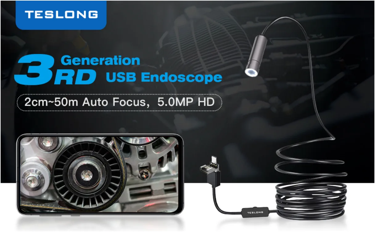 WiFi 5MP HD 3 в 1 эндоскоп объектив камеры 6 светодиодный IP67 Anto focus 5,0 мегапикселей 5 м промышленная Инспекционная камера для android pc