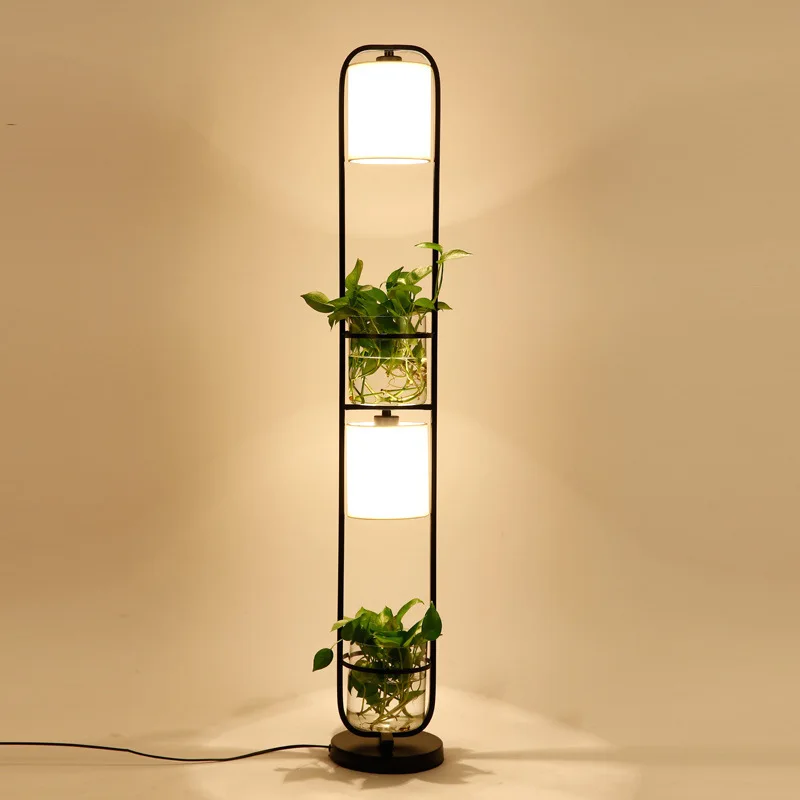 

Botany Floor Lamp Northern Europe A Living Room Bedroom Office Personality Cloth Cover Glass Flowers And Plants Floor Lamp