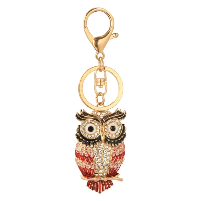 Mini Rhinestone Owl Decor Bag Charm Keychain