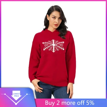 

Red Color Casual Sweater Women Family Christmas Red Hoodie Sweater Pullover Clothes Long Sleeve Sweatshirt Robe Hiver Femme #C11