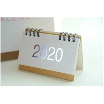 

Yearly Desktop Calendar 2020 Mini Table Calendar Cardboard Hardcover Spiral Calendar Fresh fresh style Stationary