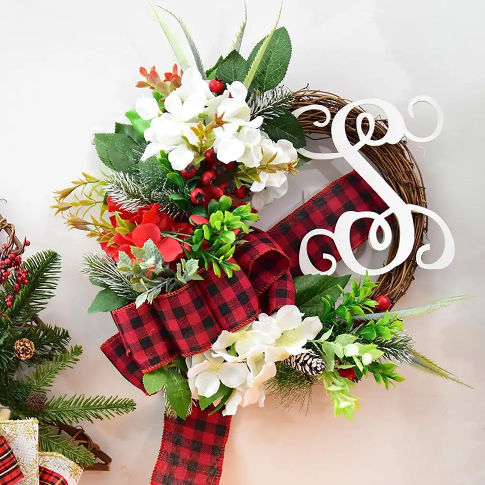 

Xmas Elk Butterfly Design Flower Rattan Garland Wreath Home Garden Door Wall Reusable Hanging Holiday Ornament Christmas Decor