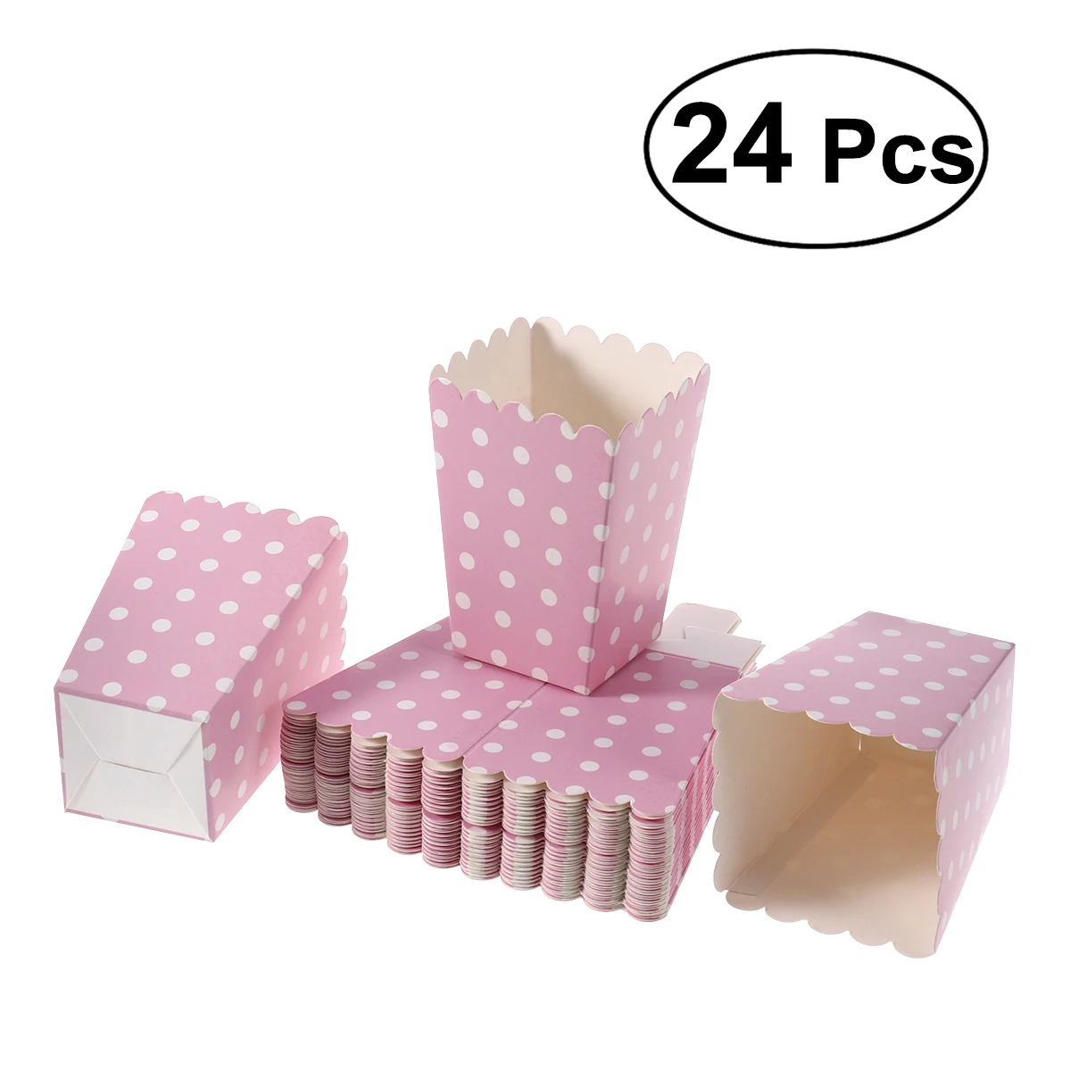 

24pcs Paper Popcorn Boxes Bags Holder Containers Cartons Dot Popcorn Box Party Supplies Snack Box Movie Theater Wedding Favors