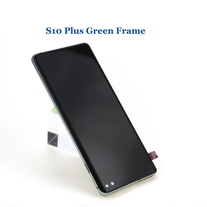 S10 Plus Green Frame Super Amoled lcd с рамкой для SAMSUNG GALAXY S10 G9730 дисплей S10+ Plus G9750 кодирующий преобразователь сенсорного экрана в сборе - Цвет: S10 Plus Green Frame