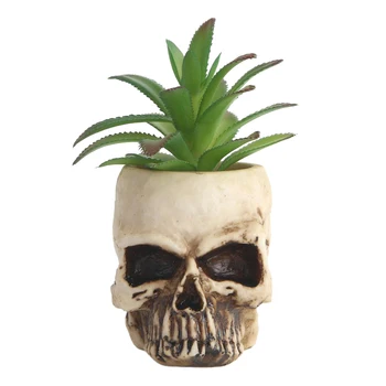 

Human Skull Planter Succulent Pot Garden Flower Plants Holder Contain Gothic Art