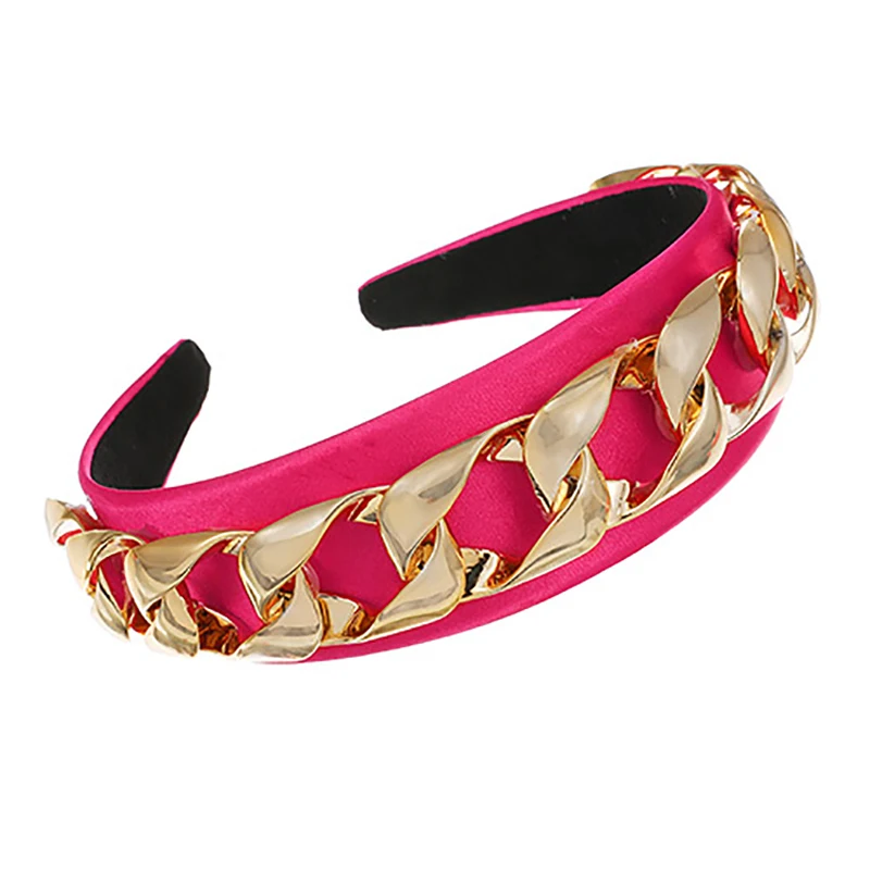 

ZHINI Elastic Sweat Sweatband Breathable Hair Bands for Women Punk Golden Metal DIY Handmade Hair Accessories Wedding Jewelry