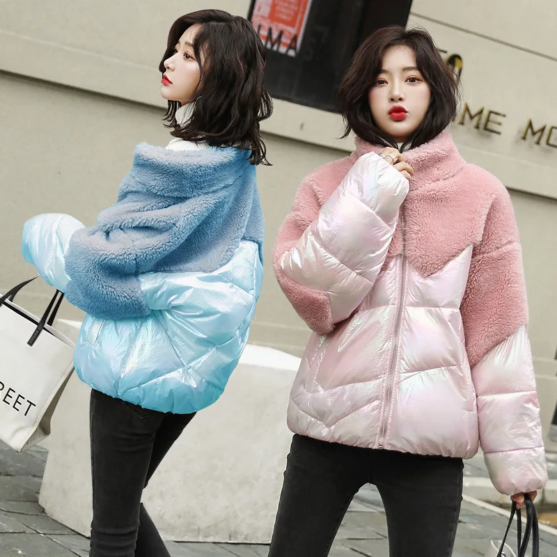 

Cotton-padded Jacket Women's 2019 New Style Autumn And Winter Korean-style Loose Thick Students Cute Lambs Wool Joint Cotton Coa