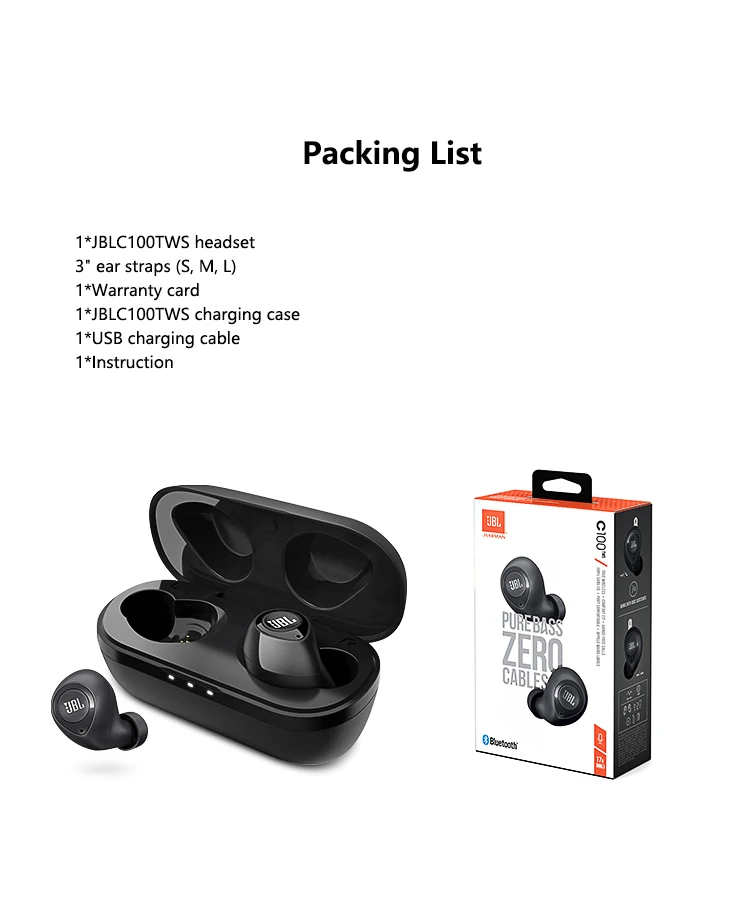JBL C100TWS True Wireless Earphone Wholesale Headphones, Memory and