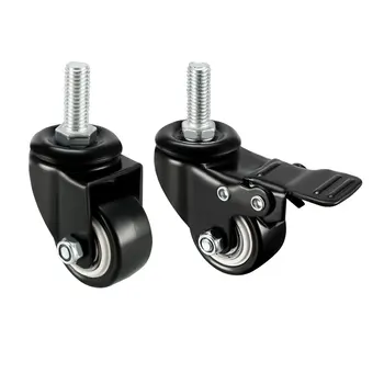 

uxcell 4pcs Swivel Fixed Casters 1.5 Inch PU M10 x 25mm Threaded Stem Caster Wheels 1.5 inch Combo