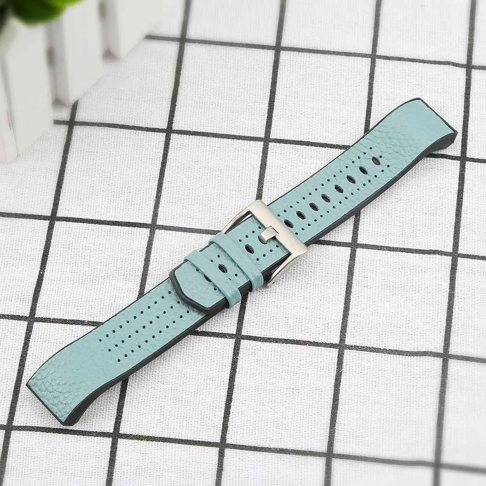 Blue Браслет из натуральной кожи для FitBit Charge 2 Смарт-часы аксессуары ремень Замена для FitBit Charge 2 Смарт ремешок для наручных часов - Цвет: Blue
