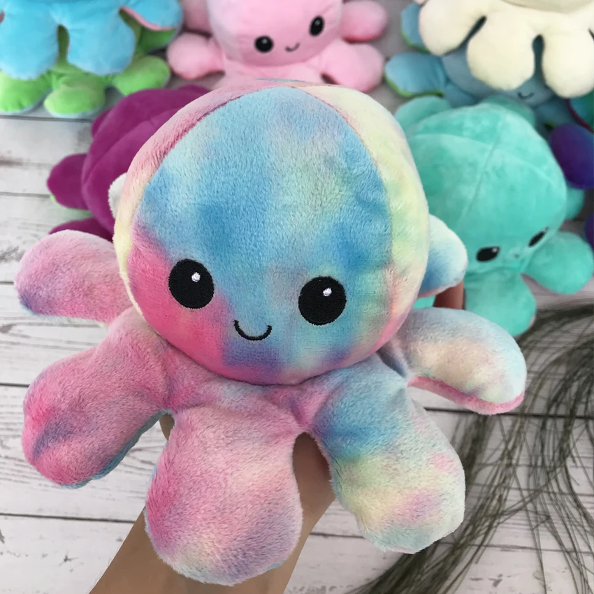 

Octopus Doll Double-sided Flip Octopus Plush Toy Doll Marine Life Doll Reversible Plush Toy Color Cap Christmas Gift baby Toys
